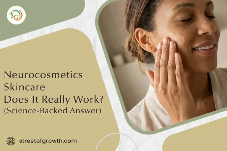 Woman applying face cream demonstrating neurocosmetics skincare benefits, showing how neurocosmetics skincare helps calm skin and support a healthy complexion.