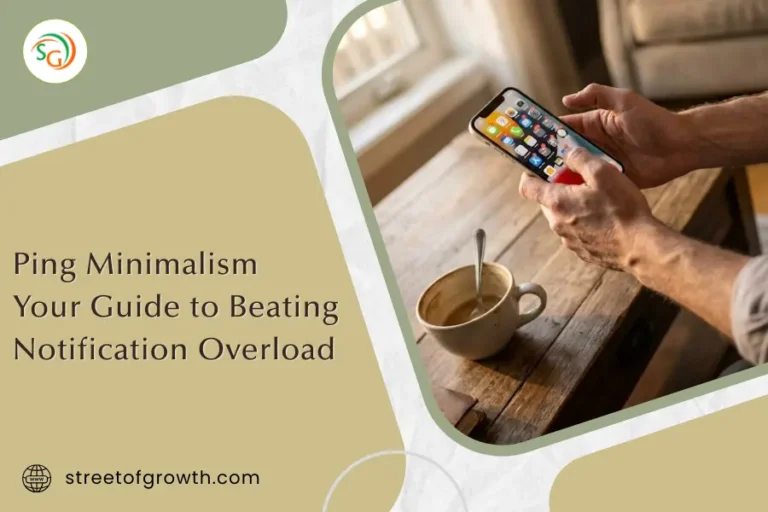 Hands holding a smartphone over a wooden table with a coffee cup, illustrating a guide to Ping Minimalism for beating notification overload.