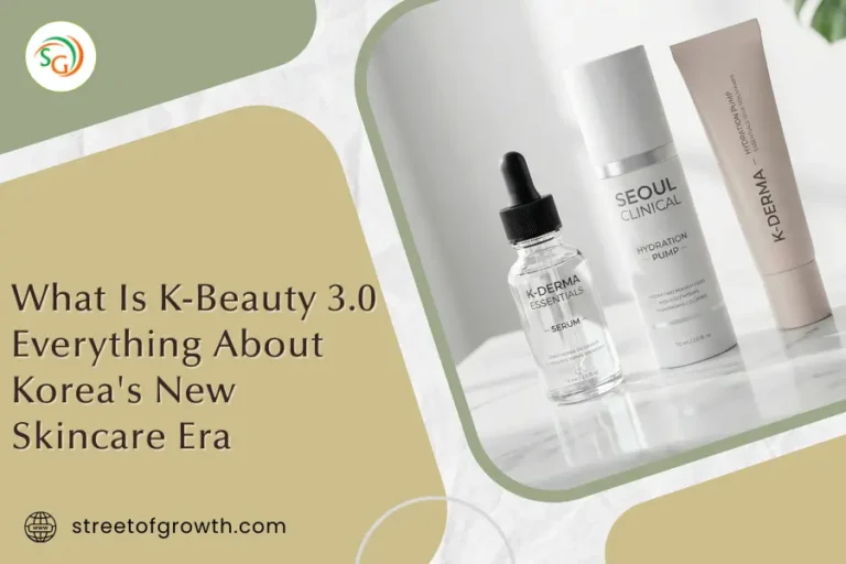 Minimal skincare products showcasing K-Beauty 3.0, highlighting Korea’s new skincare era focused on advanced hydration, clean formulas, and modern K-beauty innovation.