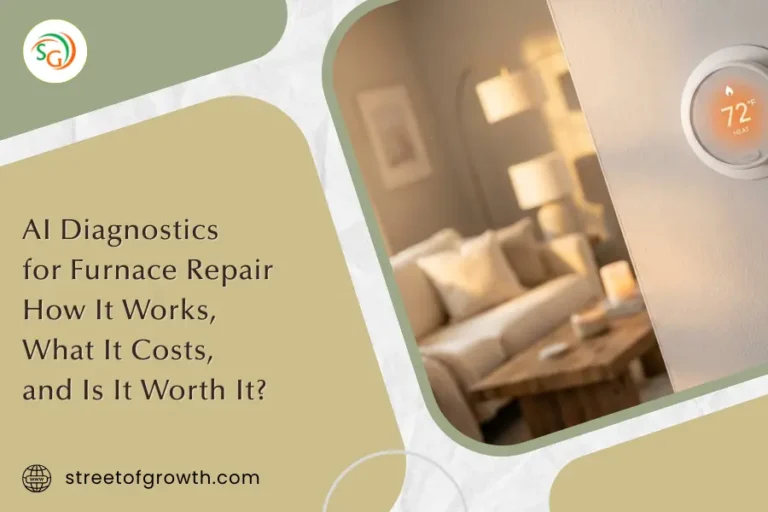 Smart thermostat displaying 72 degrees on a living room wall, illustrating a guide to AI diagnostics for furnace repair and associated costs.