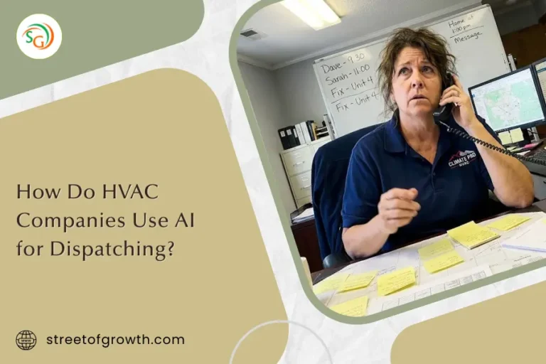 Stressed HVAC dispatcher on the phone in a busy office with sticky notes and a whiteboard schedule, illustrating how HVAC companies use AI for dispatching to solve chaos.